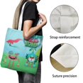thumbnail image 3 of Lale Ki Lolu Bolso de tela con estampado de lienzo para mujer, bolsa de compras reutilizable y estética, con cremallera interior, regalo para mujer,40*40cm., 3 of 6