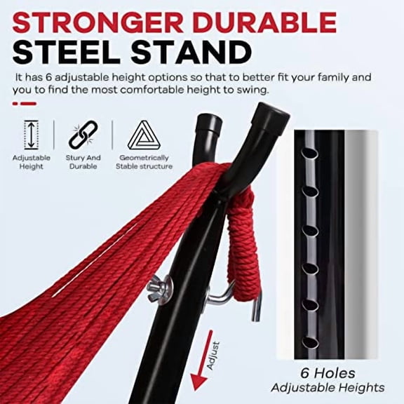 Stand with Hammock Included, MGHH Heavy Duty Stand for Hammock 450LBS Capacity, Portable Hammock Holder for Outdoor, Patio or Indoor with Portable Carrying Case (Alloy Steel, RED)