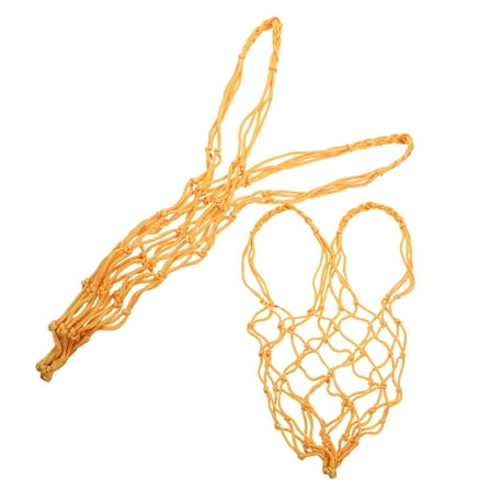 OATIPHO 2Pcs Yellow Nylon Hanging Hay Bag for Livestock Vegetable Feeding and Easy Cleaning
