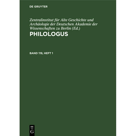 Philologus. Band 119, Heft 1, (Hardcover)