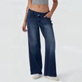 thumbnail image 3 of Women's Fashionable Versatile Asymmetric Low Rise Loose Fit Casual Jeans Comfort Stretch for Casual Outings and Holiday Season,Dark Blue,3XL, 3 of 7