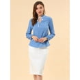 thumbnail image 3 of INSPIRE CHIC Blusa con cuello con volantes y lazo para mujer, blusa de manga larga con campana vintage Corazones Azules S, 3 of 6