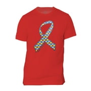 Autism Awareness Ribbon Mens Short-Sleeve T-Shirt - White - Large