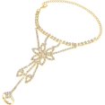 thumbnail image 1 of shiyou-Rhinestone Finger Ring Bracelet Crystal Hand Chain Ring Bracelets for Women, 1 of 4