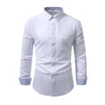 thumbnail image 2 of UVEASISHA Slim Fit Dress Shirts for Men Business Casual Office Shirt Cotton Long Sleeve Collared Shirts Solid Color Stylish Wedding Party Shirt White L, 2 of 7