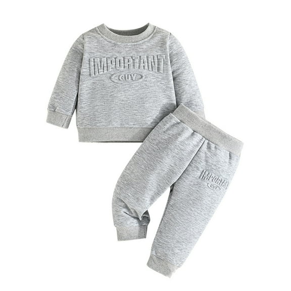 BULLPIANO Toddler Baby Boy Spring Outfits Letter Crewneck Sweatshirt Long Pants 2Pcs Casual Clothes Set
