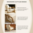 thumbnail image 2 of Zimtown Modern Armchair with Solid Wood Frame and Pillow, Comfort Chenille Upholstered Accent Chair for Bedroom or Living Room, Beige, 2 of 9