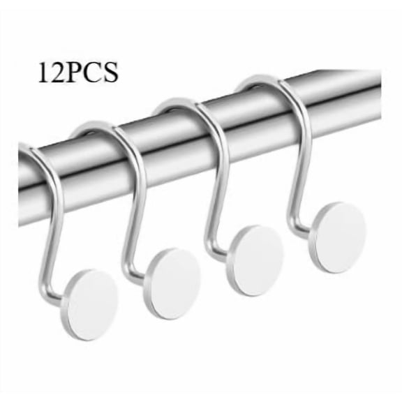 12-Piece Silver Shower Curtain Hangers - Rustproof Metal Rings, No-Scratch Smooth Sliding, Modern Decorative Hooks for Bathroom Rods