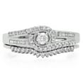 thumbnail image 4 of 0.50 Carat (ctw) 10k White Gold Round & Baguette Diamond Ladies Swirl Halo Style Bridal Ring Set 1/2 CT, 4 of 4