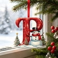 thumbnail image 2 of Snowman Alphabet Christmas Ornament, Acrylic Letter P Pendant, Festive Tree Decoration, 2.36 Inch, 2 of 6