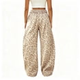 thumbnail image 3 of TGPMGRZ Women's Leopard Pants Wide Leg Baggy Sweatpants Casual Comfortable Trousers with Pockets, 3 of 5