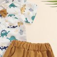 thumbnail image 6 of Kaprioy Boys Summer Outfits Short Sleeve Dinosaur Print Bow Tie Button Up Shirt Top Shorts 2Pcs Toddler Baby Boy Summer Clothes, 6 of 7