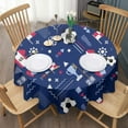thumbnail image 3 of Blue Soccer Elements Pattern Round Tablecloth 60"x60",Wrinkle Wipeable Table Cloth for Kitchen Dining Room Picnic Patio Party, 3 of 6