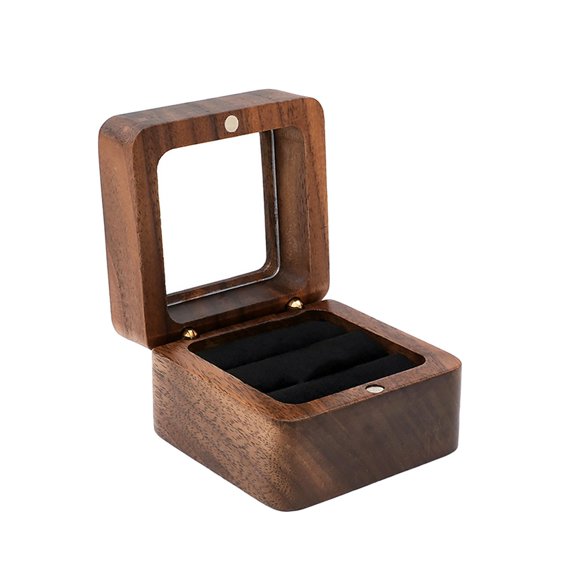 EGNMCR Room Decor, Home Decor, Ring Box Jewelry Box Wooden Ring Box Engagement Ring Box With 2 Slot Wedding Ring Box For Ring Elegant And Retro Ring Box For Wedding Proposal Jewelry Ring Boxes