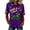 Purple, variant on Women's Casual Carnival Printed Short Sleeve Top Round Neck Funny Graphic Tee Tunic Blouse for Festival and Daily Wear