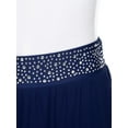 thumbnail image 6 of Kaerm Women Rhinestone Lyrical Dance Skirt Split Irregular Hem Skirt Figure Ice Skating Dancewear Navy Blue XXL, 6 of 7