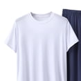 thumbnail image 5 of BaoFuBaoMei Mens Pajamas Set Big and Tall 2 Piece Crew Neck Lounge Sets Short Sleeve Top Joggers Sleepwear Sets Comfy Soft Loungewear with Pockets, 5 of 5