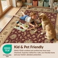 thumbnail image 4 of Design&I 9'x12' Washable Area Rug Beige Burgundy Floral Elegance Intricate Botanical Motif with Classic Border for Master Suite, Under Bed, Sleek Flatweave Pet Friendly, 4 of 7