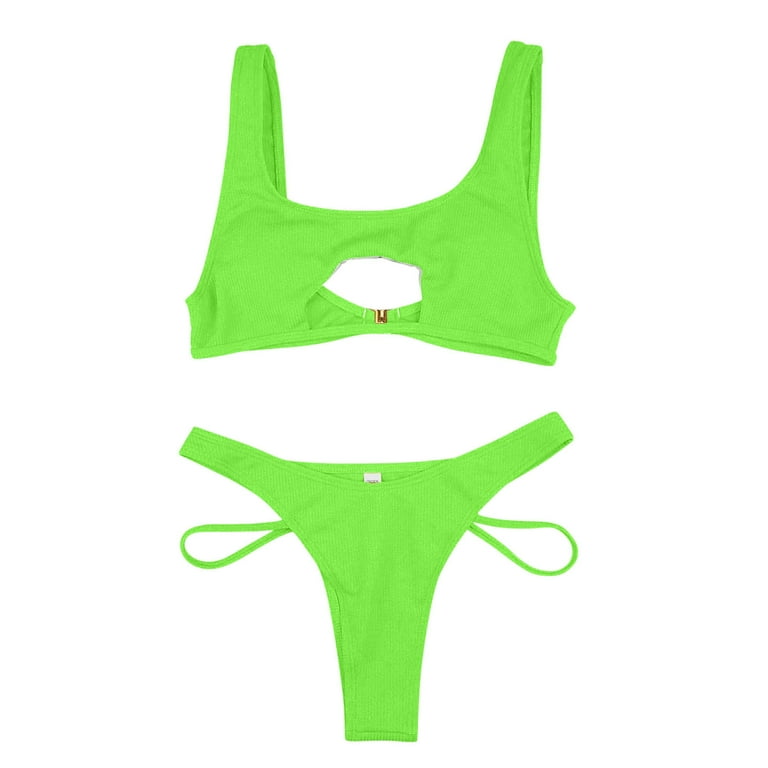 Gubotare Womens Bikini Set Women's Cutout String Bikini Set Two Piece  Bathing Suit,Green L 