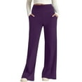 thumbnail image 2 of JJHGVB Yoga Pants Flare Leggings Women's High Elasticity Wide Leg Pocket Yoga Pants Casual Fitness Pants Wide Leg Pants Woman Workout Pants Purple 2XL, 2 of 9