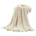 thumbnail image 2 of Iaqnaocc 1PC 59.06×78.74in Cozy Faux Fur Textured Throw Blanket, Super Soft Fuzzy Checkered Bed Blanket with Premium 3D Geometric Jacquard, All Season Fluffy Heavy Weighted (Beige), 2 of 3