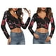 thumbnail image 4 of de Floral Estampado Mujeres Cuello V Ropa Deshierbe METRO, 4 of 9