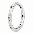 thumbnail image 3 of Solid 925 Sterling Silver Stackable Peridot Green August Gemstone Ring Eternity Band Size 10, 3 of 6