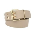 thumbnail image 1 of Double Grommet PU Leather Belt for Women/Men Punk Metal Jean Belt, Wide 1.5 Inch Beige, 1 of 10