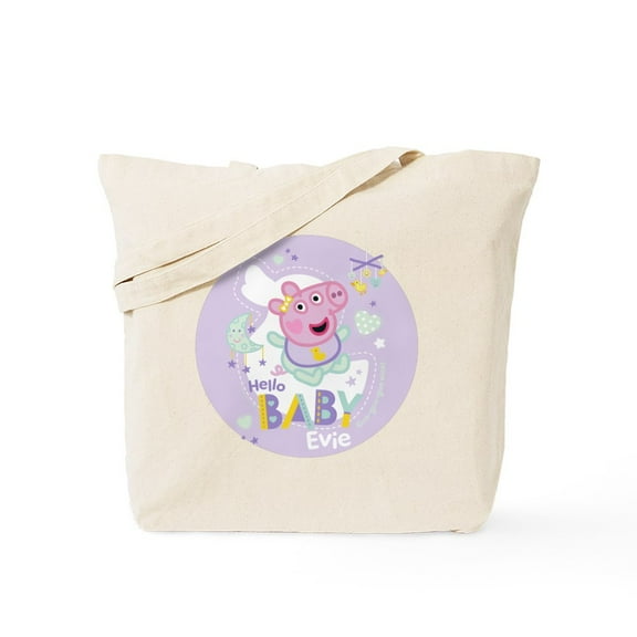 CafePress - Peppa Pig: Hello Baby Evie - Unisex Canvas Tote Bag, Beige, 1-Piece