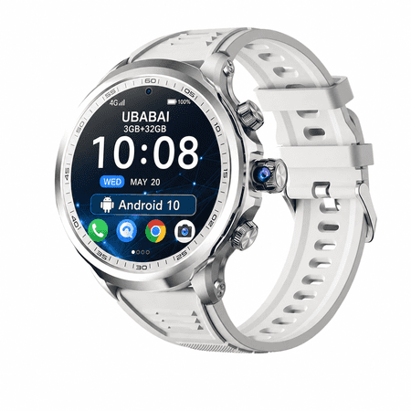 UBABAI 4G Android Smartwatch Phone 1.95 in Amoled Sim Card 9MP Rotating Camera 3GB Ram 32GB Storage Gps