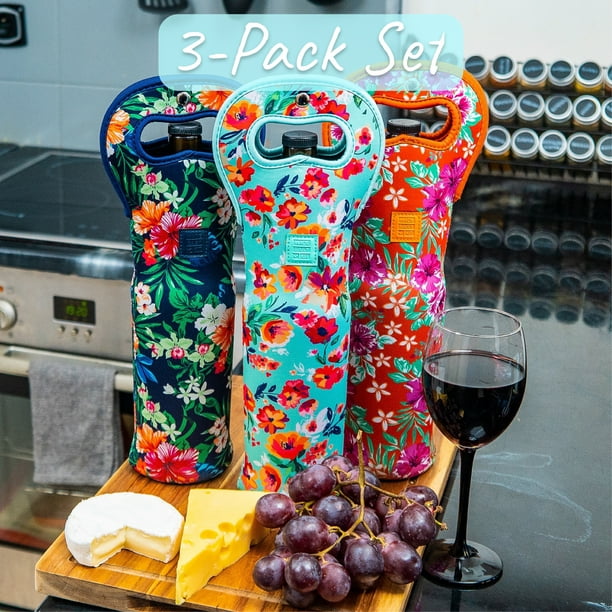 Made Easy Kit Insulated Wine Tote Neoprene Wine Carrier Bag with Magnetic Handle Clasp Wine Bottle Protective Travel Bag Perfect for Gifting Travel or Gift Bag Set of 3 Walmart Business Supplies