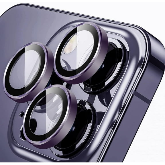 Camera Lens Protector for iPhone 14 Pro/iPhone 14 Pro Max, 9H Tempered Glass Camera Cover Screen Protector Metal Individual Ring, Ultra-Thin, Scratch-Resistant