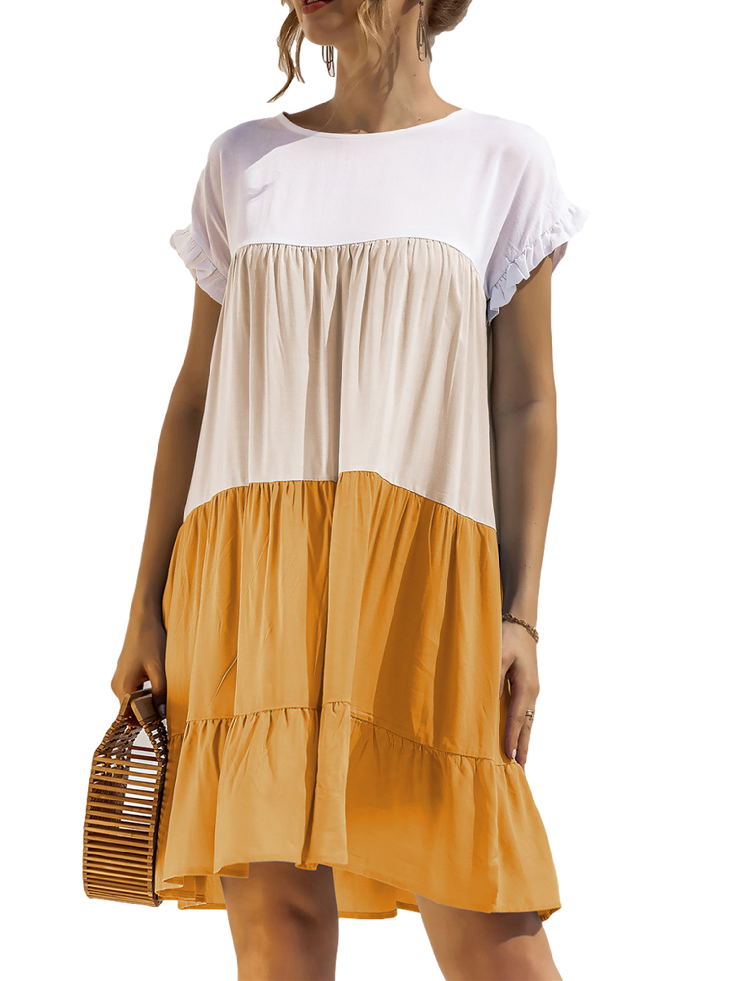 Bangyeer Women Casual Color Block Dress 