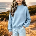 thumbnail image 2 of Falkdiz Girls Long Sleeve Shirts Waffle Loose Tops Outdoor Winter Casual Party Pullover for Girls Crew Neck , Light Blue , Size: 13-14 Years, 2 of 6