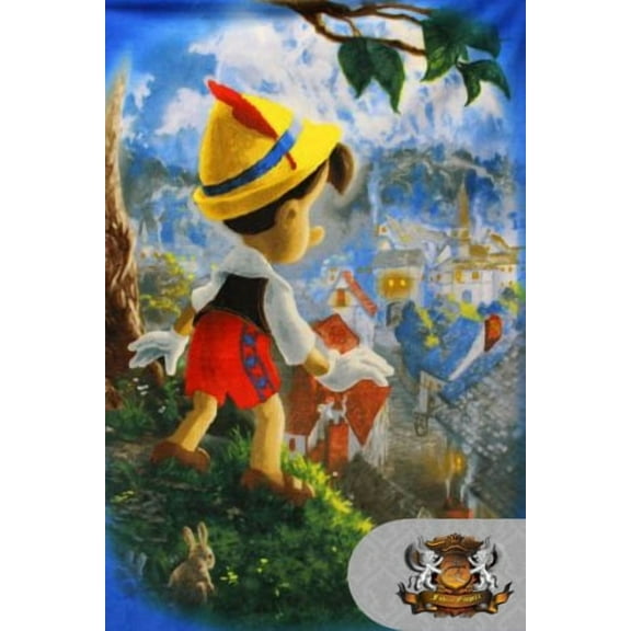 Panel Fleece Disney PINOCCHIO Fabric / 50w" x 62L"