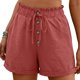 thumbnail image 1 of Pantalones Elásticos de Cintura para las Mujeres Bolsillo de Empalme de Encaje Pantalones Cortos Cómodos Casuales para las Mujeres Moda de Verano Primavera Y Verano, 1 of 2