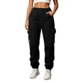 thumbnail image 2 of Utoimkio Drawstring Waist Jogger Cargo Pants for Women Casual Loose Trousers with Zipper Pockets, 2 of 6