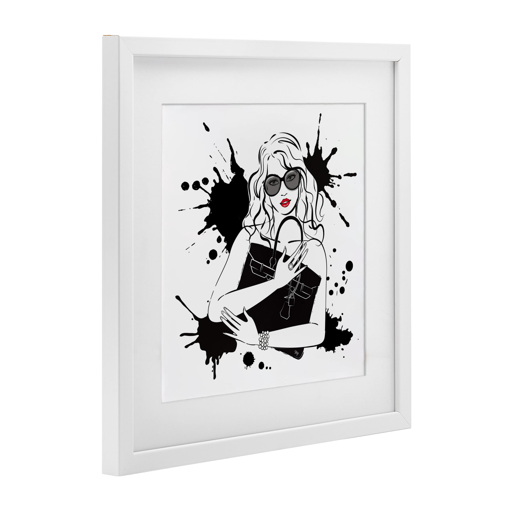 Stupell Industries Black Bag Elegance & Glamour White Framed Print Under Glass, design by Martina Pavlova