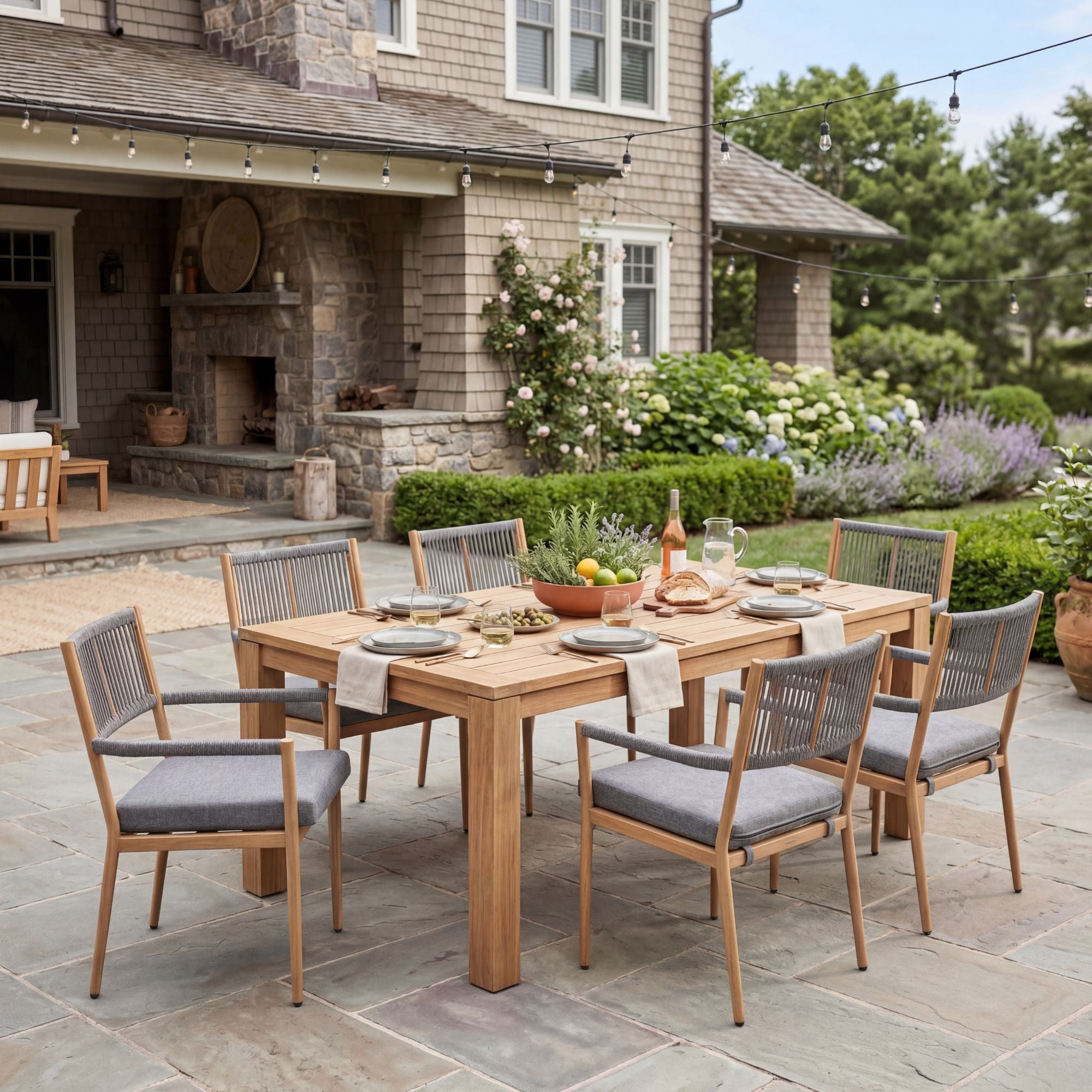 Dayalane Outdoor Dining Chairs Set of 2, Rope Rattan Patio Chairs with Cushions & Armrests, Weather-Resistant Metal Frame for Patio, Balcony/Bistro, Dark Grey