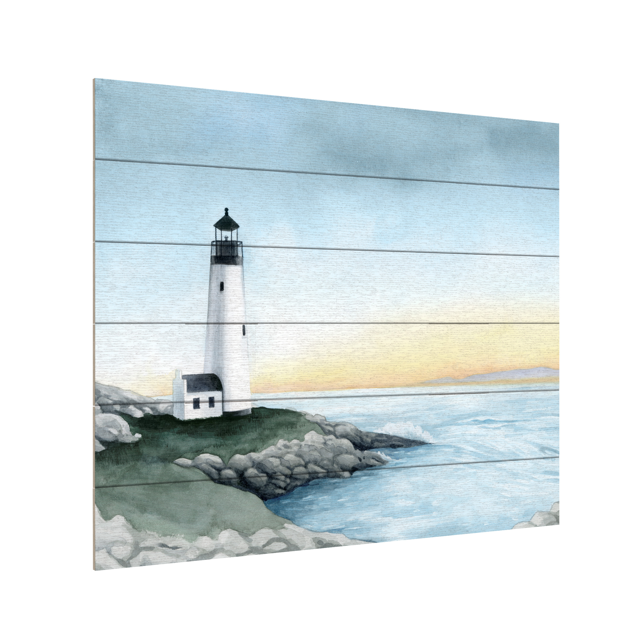 Grace Popp 'Lighthouse Bay I' Wood Slat Art 18x22
