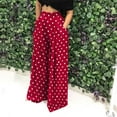 thumbnail image 2 of ZZwxWA Pants for women Plus Size Wide Leg with Pocket Fashion Summer Holiday Loose Fit Playsuit Overalls Polka Dots Loose Fit Long High Waist Trousers Red XXXL, 2 of 7