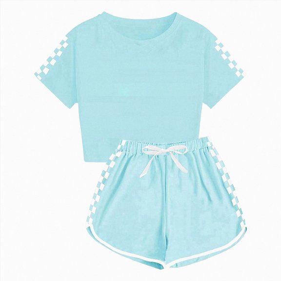 TAmten 2Pcs Summer Outfits Set for Toddler Girls Short Sleeve T-Shirt & Shorts for Gift Summer Outfits Girls' Clothing Set Shorts Set Green,5-6 Years