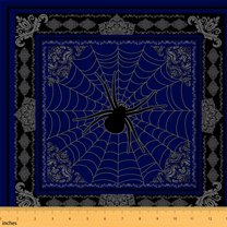 jejeloiu Wild Spider Fabric by the Yard 2 Yards,Spooky Spider Webs Room Decor Fabric by the Yard,Blue Fray Black Fabric for Sewing For Boys Girls,Super Cozy Room Decor