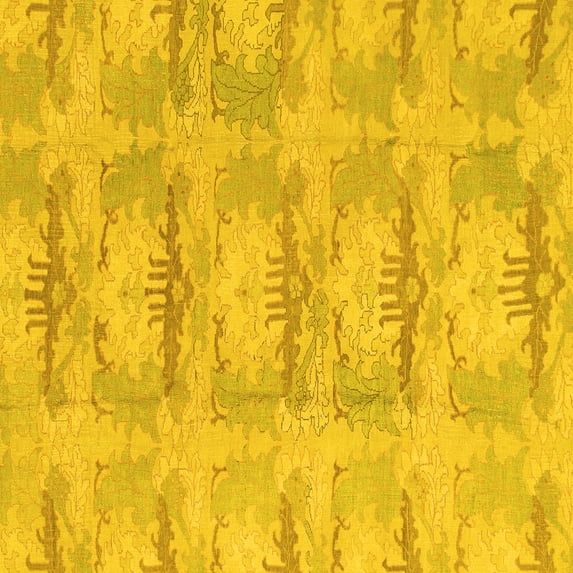 Ahgly Company Machine Washable Indoor Square Abstract Yellow Modern Area Rugs, 4' Square