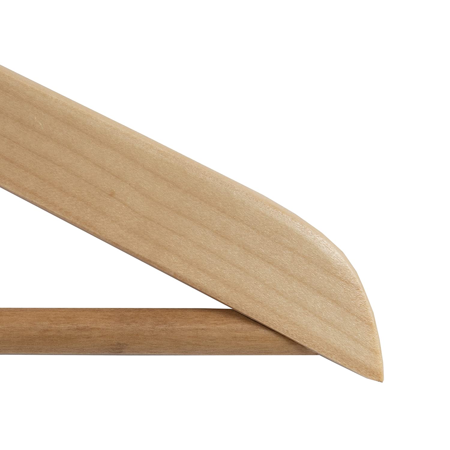NAHANCO #80-17 17" Natural Gloss Flat Wooden Suit Hangers with Stationary Pant Bar (Pack of 100)