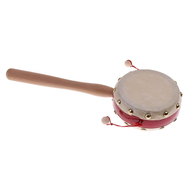 Wweixi Wooden Pellet Drum Rattle Shaker Rattle Toys Kids Skills With Rhythm Fun Drum Percussion Toy