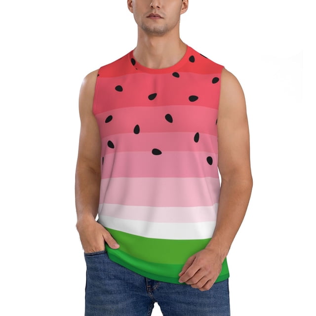 Balery Watermelon Camisetas sin mangas para hombre, absorbe la humedad y protege contra el mal olor.-XX-Large