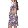 thumbnail image 2 of Naloa Violets Flowers Print Womens Summer A-Line Dress with Pockets,Short Sleeve Dresses,Flowy Beach Swing Dress for Vacation Travel, 2 of 6
