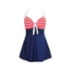thumbnail image 5 of Minnieouse Vestido de baño sin espalda para fiesta en la piscina para mujer, traje de baño de playa de estilo informal para niñas, traje de S, raya blanca roja 2piezas, 5 of 6