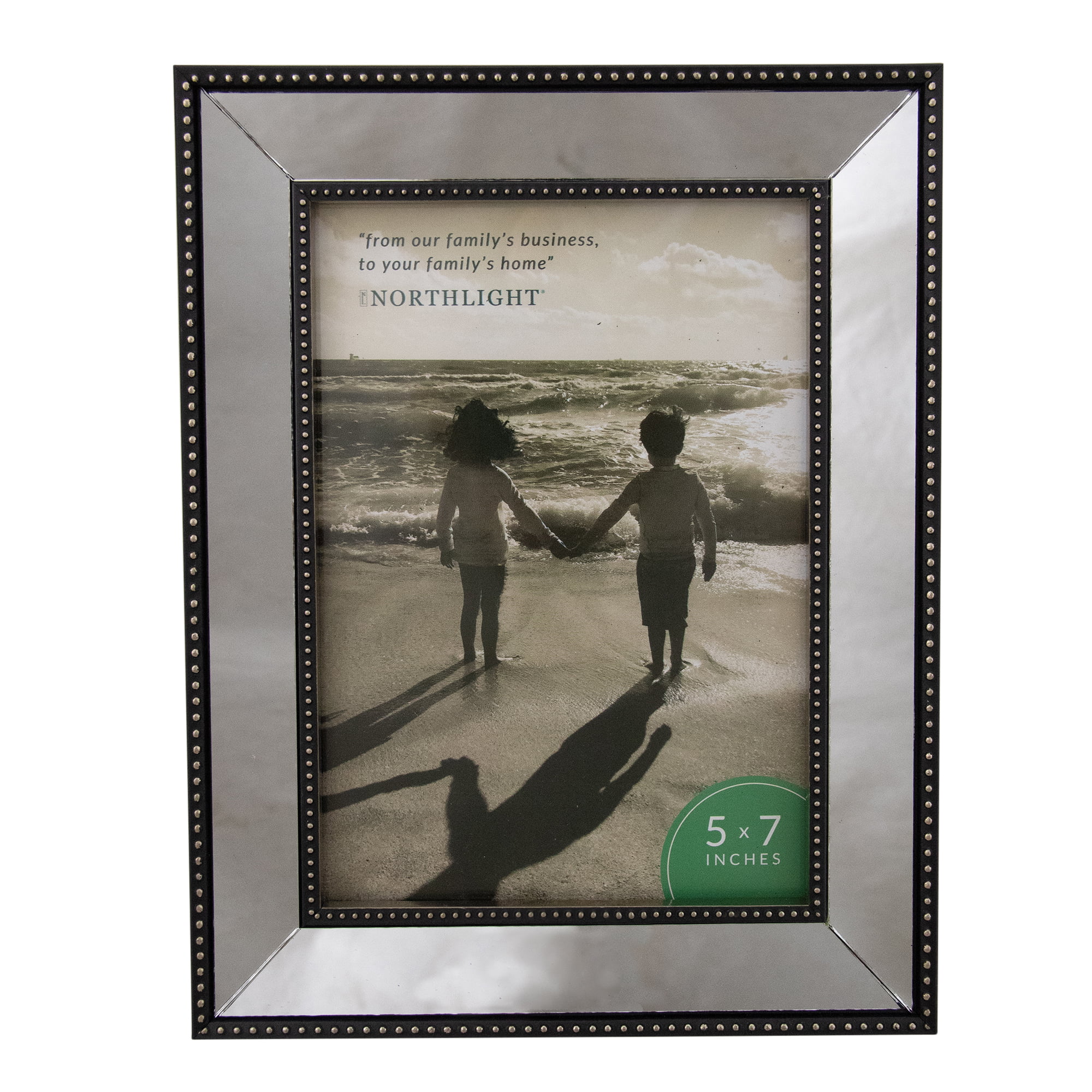 5 x 7-Inch Displays2go Reflective Pattern on Border Glass Lens Silver Photo Frames Pack of 6 or 9 